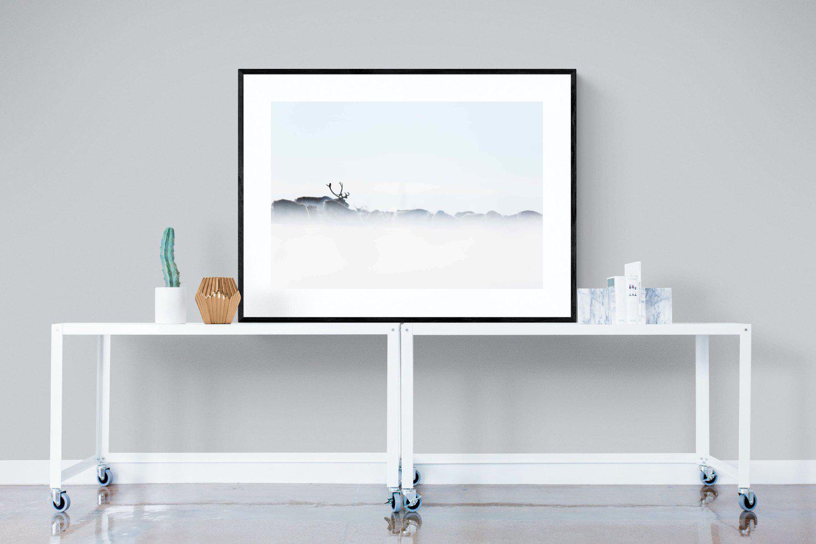 Reindeer-Wall_Art-120 x 90cm-Framed Print-Black-Pixalot