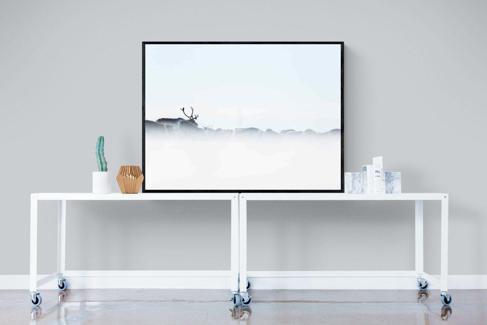 Reindeer-Wall_Art-120 x 90cm-Mounted Canvas-Black-Pixalot