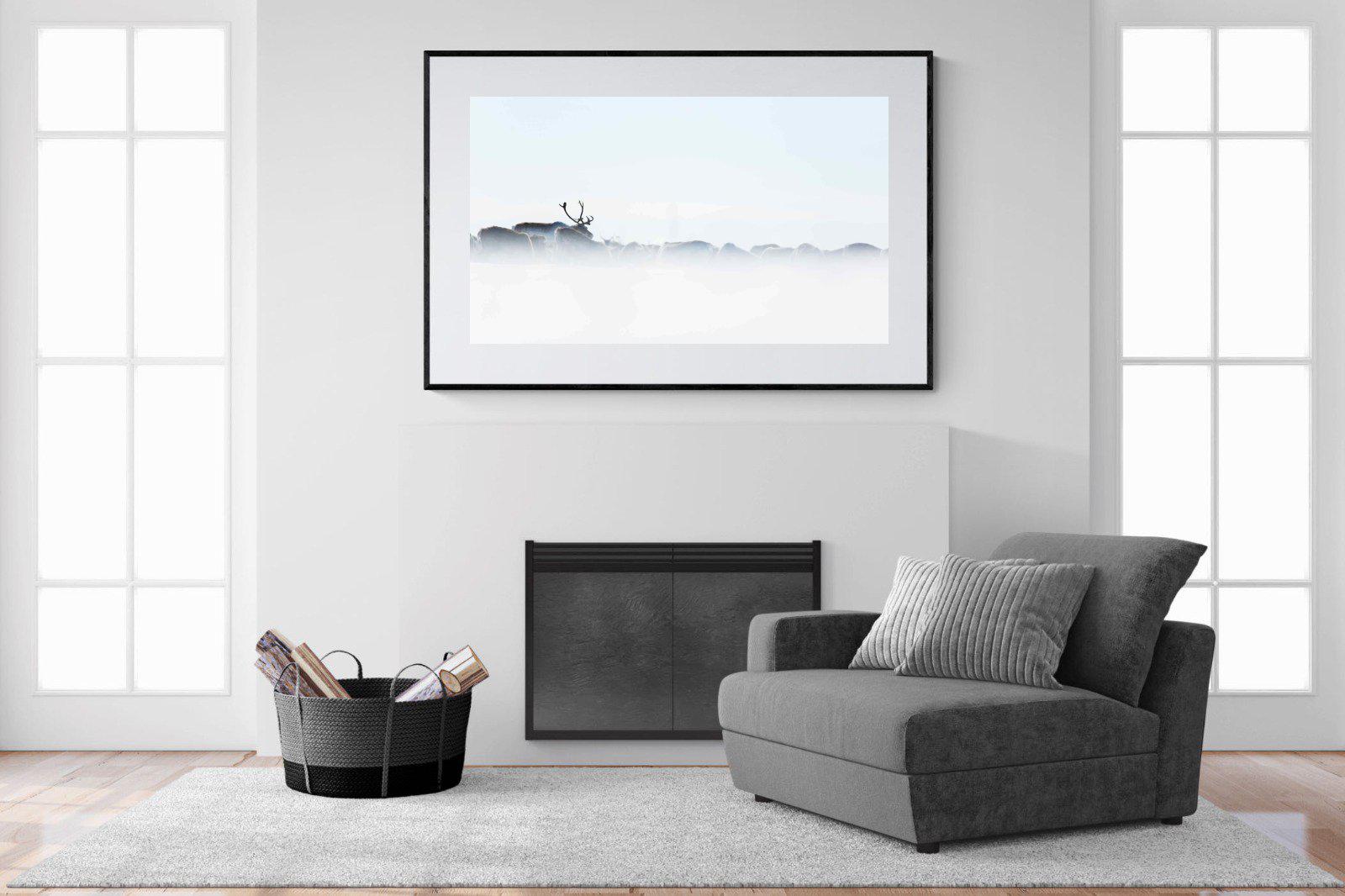 Reindeer-Wall_Art-150 x 100cm-Framed Print-Black-Pixalot