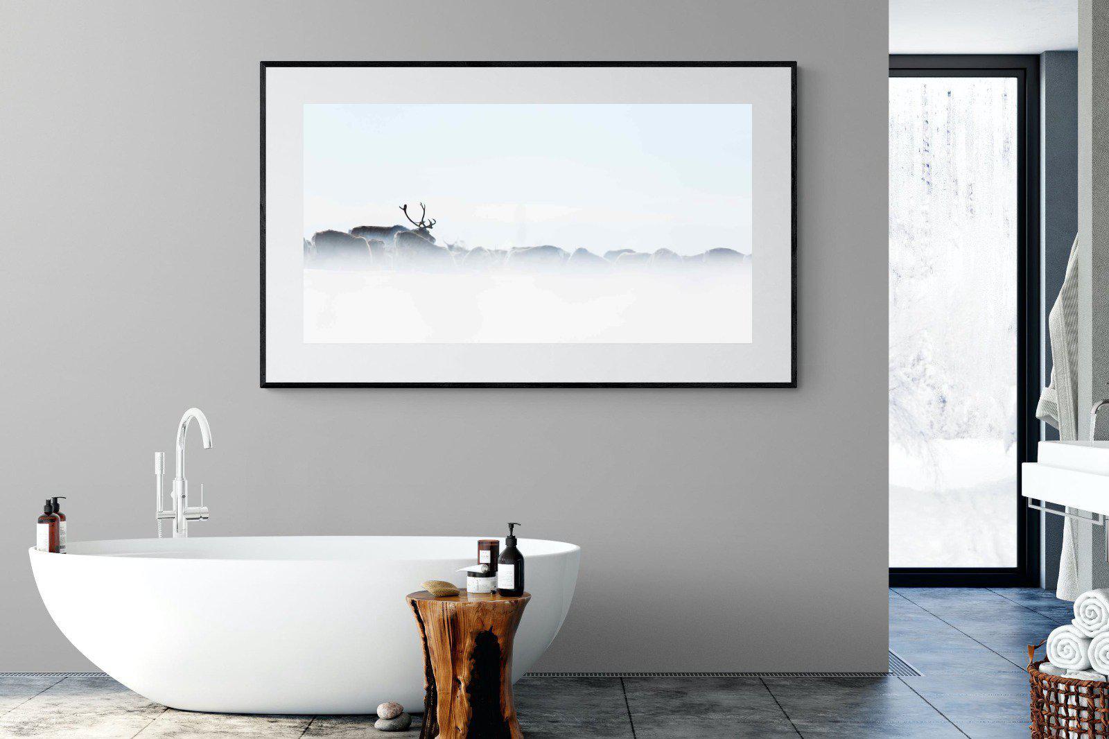 Reindeer-Wall_Art-180 x 110cm-Framed Print-Black-Pixalot