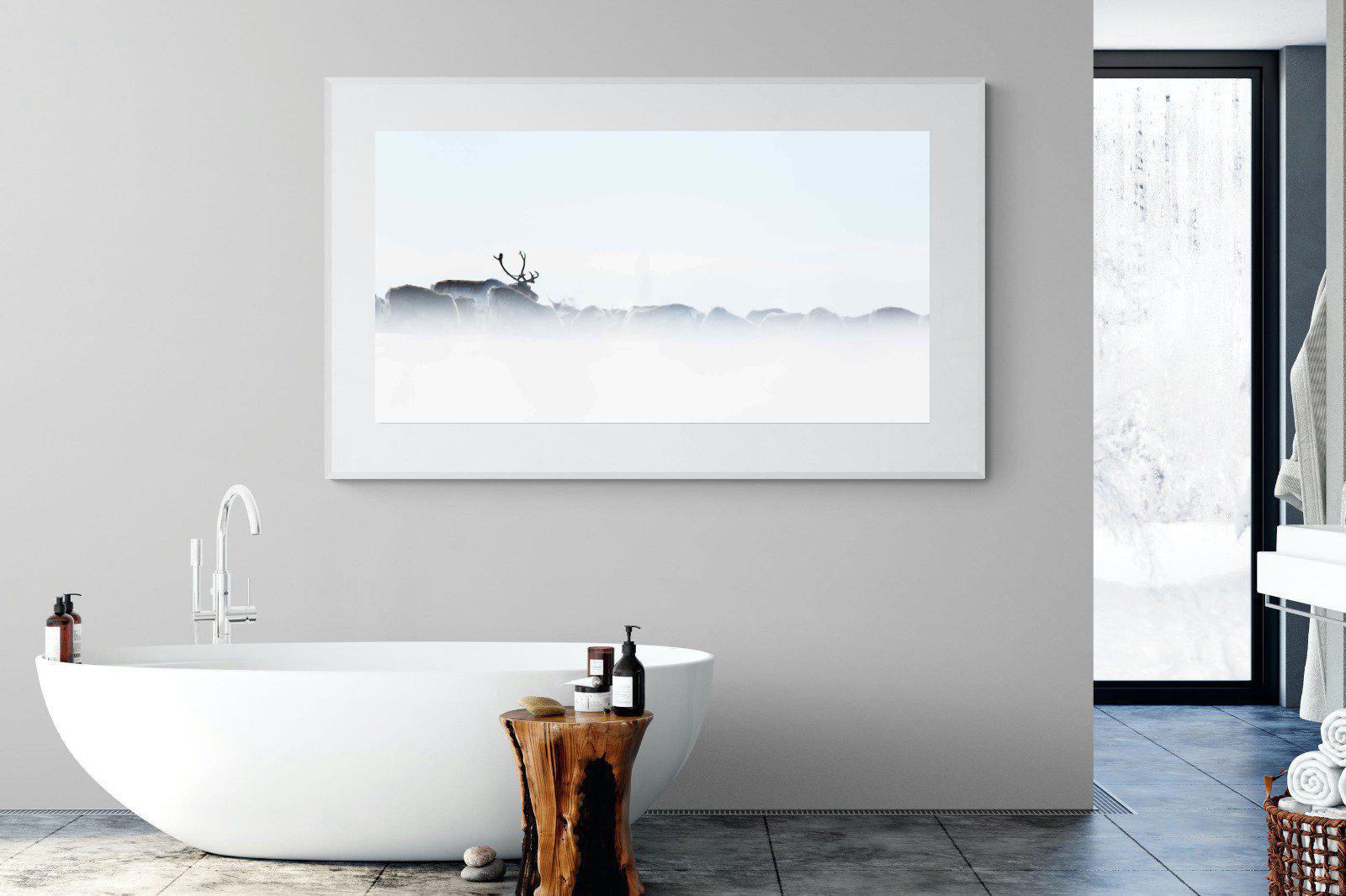 Reindeer-Wall_Art-180 x 110cm-Framed Print-White-Pixalot