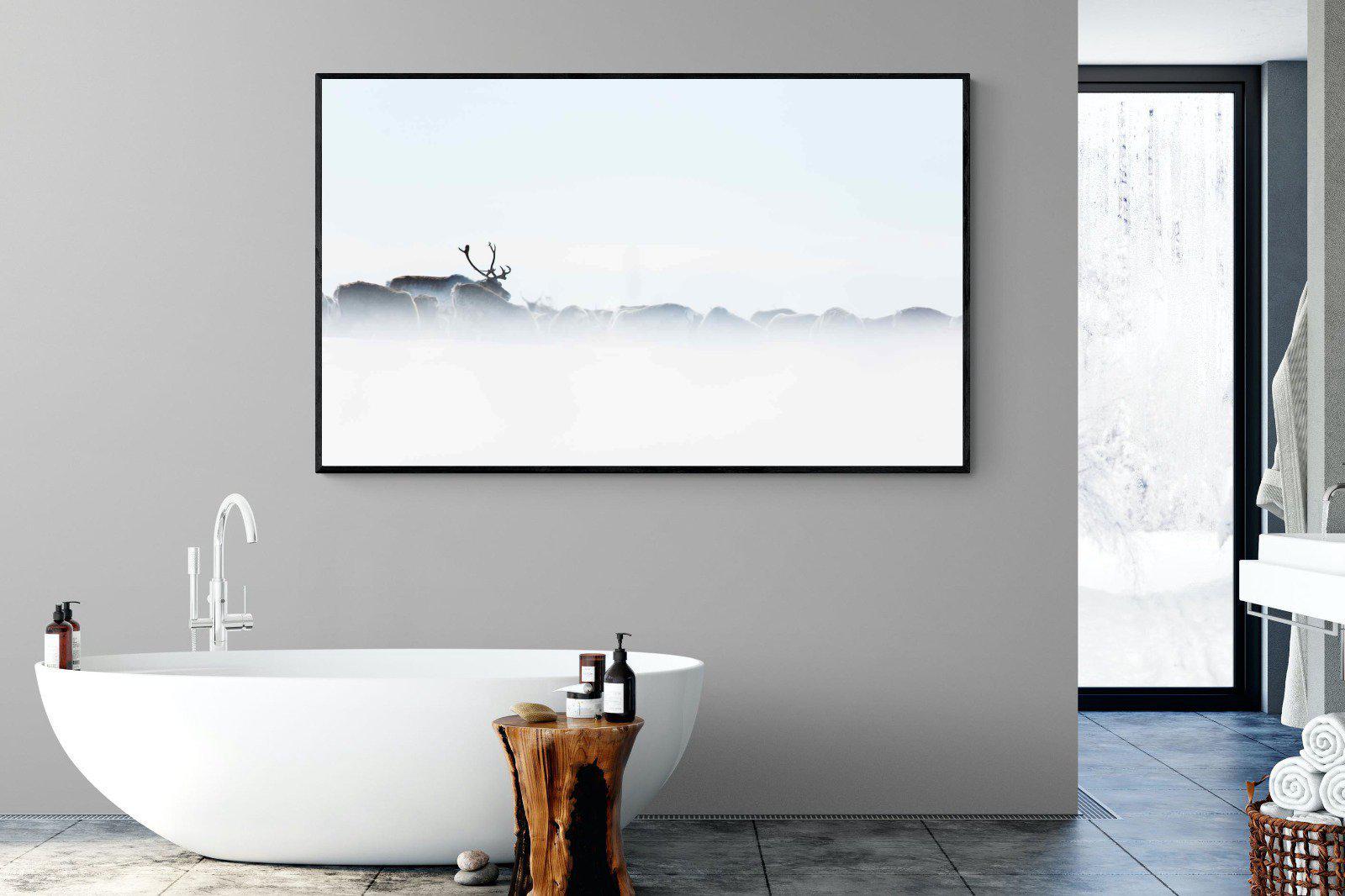 Reindeer-Wall_Art-180 x 110cm-Mounted Canvas-Black-Pixalot