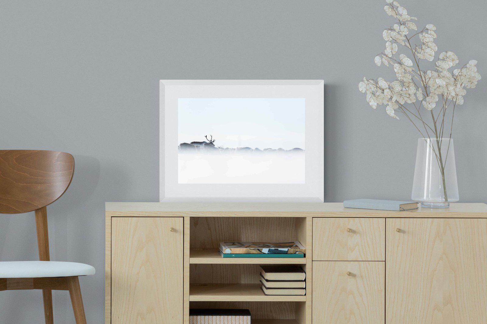 Reindeer-Wall_Art-60 x 45cm-Framed Print-White-Pixalot
