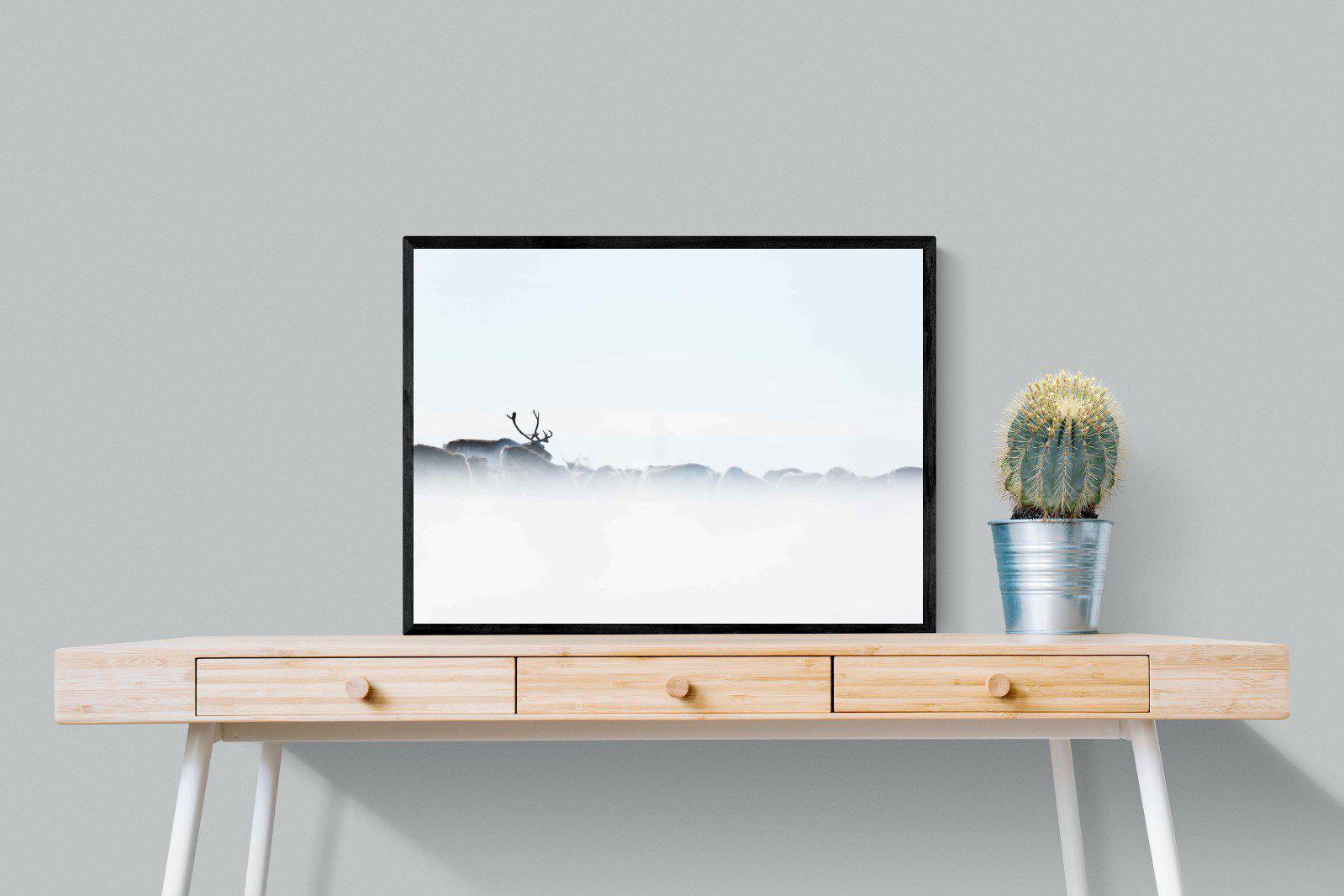 Reindeer-Wall_Art-80 x 60cm-Mounted Canvas-Black-Pixalot