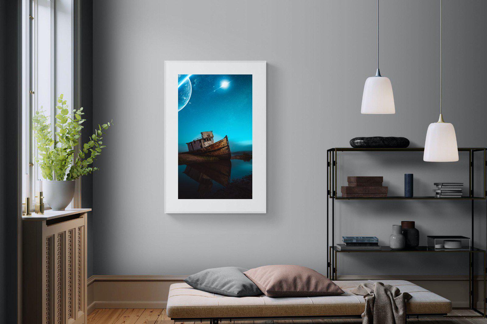 Resting Boat-Wall_Art-100 x 150cm-Framed Print-White-Pixalot