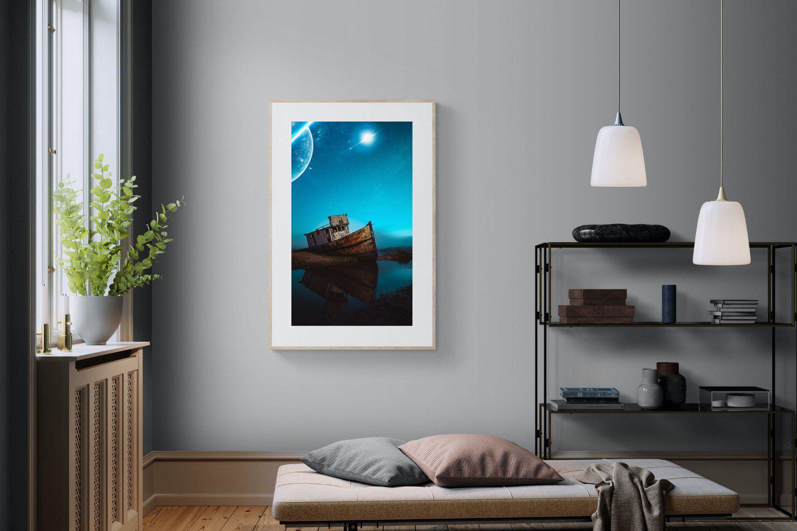 Resting Boat-Wall_Art-100 x 150cm-Framed Print-Wood-Pixalot