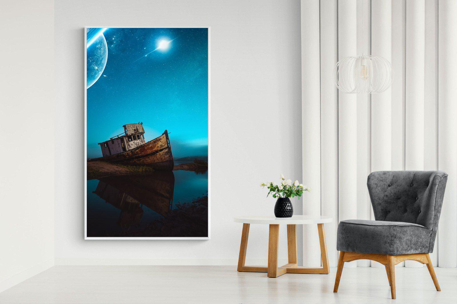 Resting Boat-Wall_Art-130 x 220cm-Mounted Canvas-White-Pixalot