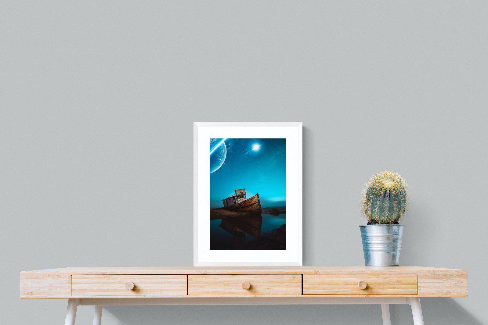 Resting Boat-Wall_Art-45 x 60cm-Framed Print-White-Pixalot