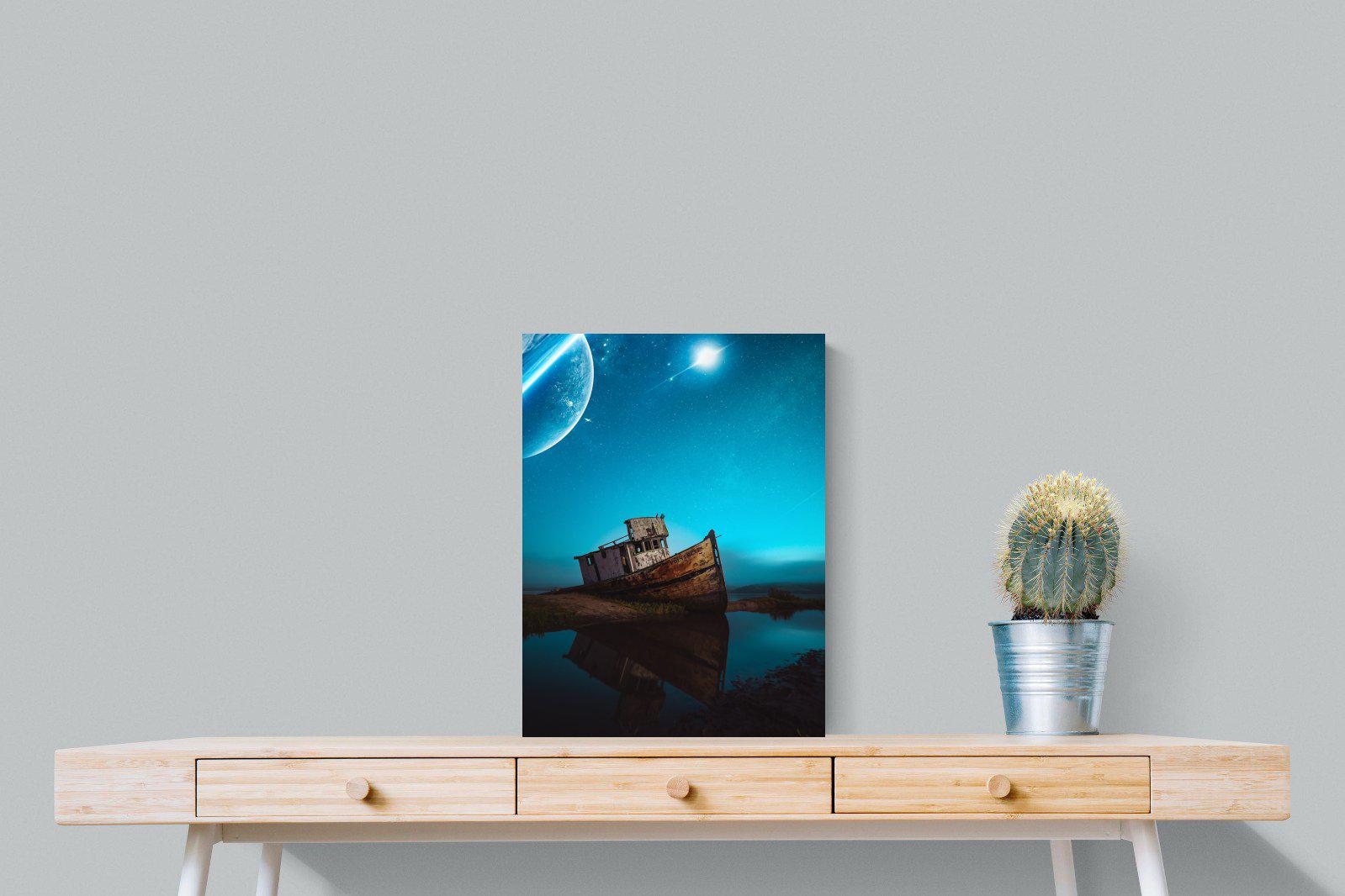 Resting Boat-Wall_Art-45 x 60cm-Mounted Canvas-No Frame-Pixalot