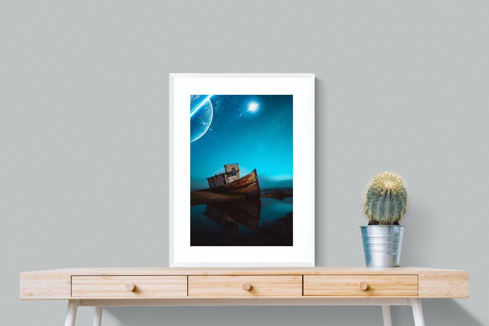 Resting Boat-Wall_Art-60 x 80cm-Framed Print-White-Pixalot