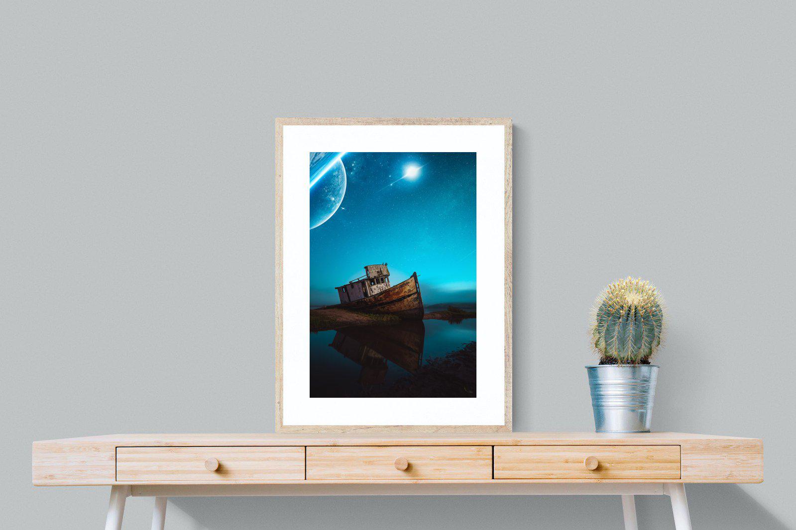 Resting Boat-Wall_Art-60 x 80cm-Framed Print-Wood-Pixalot