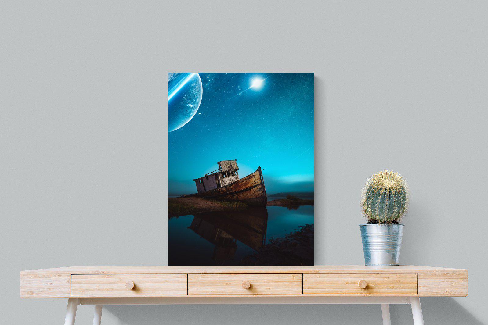 Resting Boat-Wall_Art-60 x 80cm-Mounted Canvas-No Frame-Pixalot