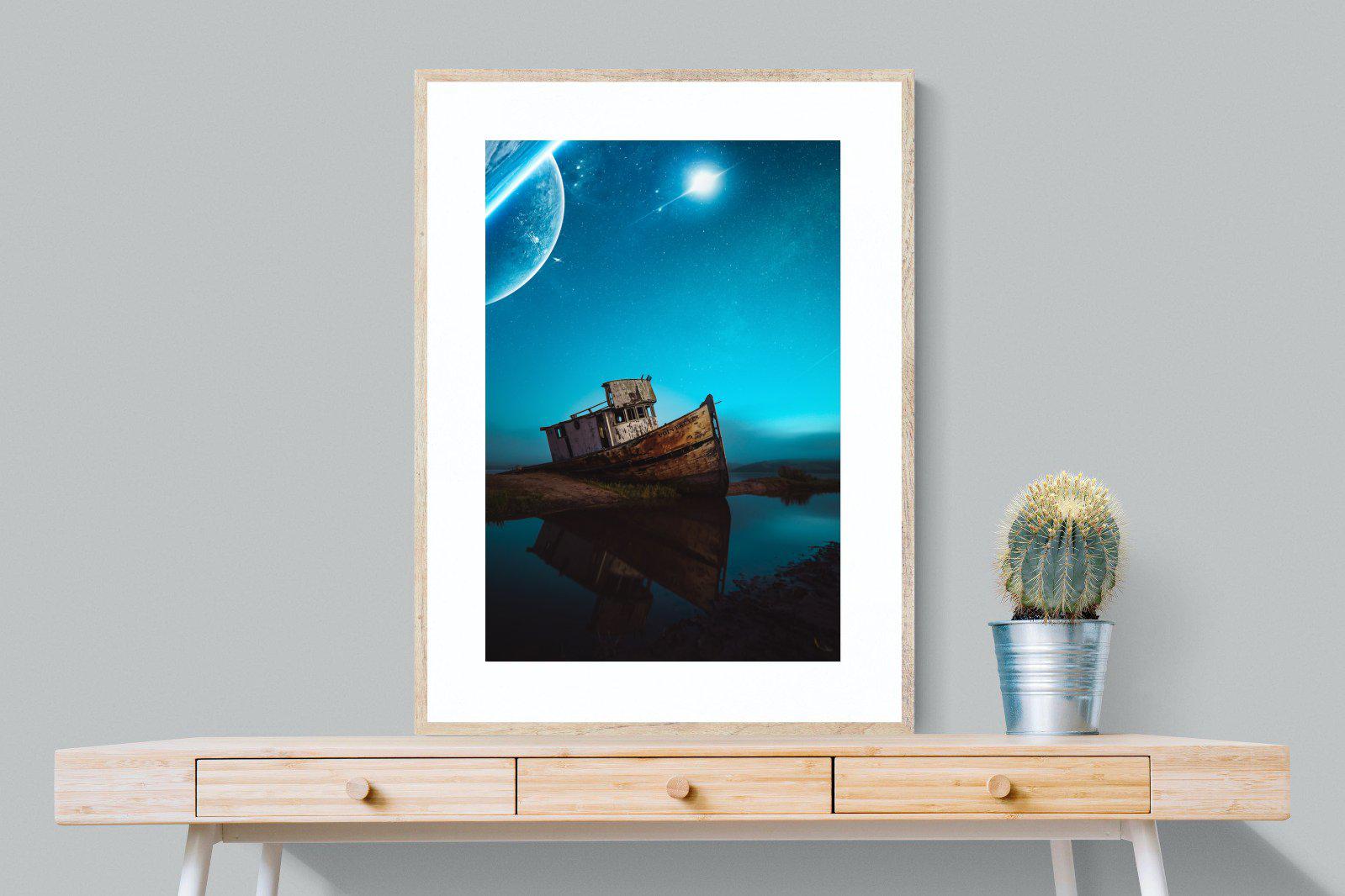 Resting Boat-Wall_Art-75 x 100cm-Framed Print-Wood-Pixalot
