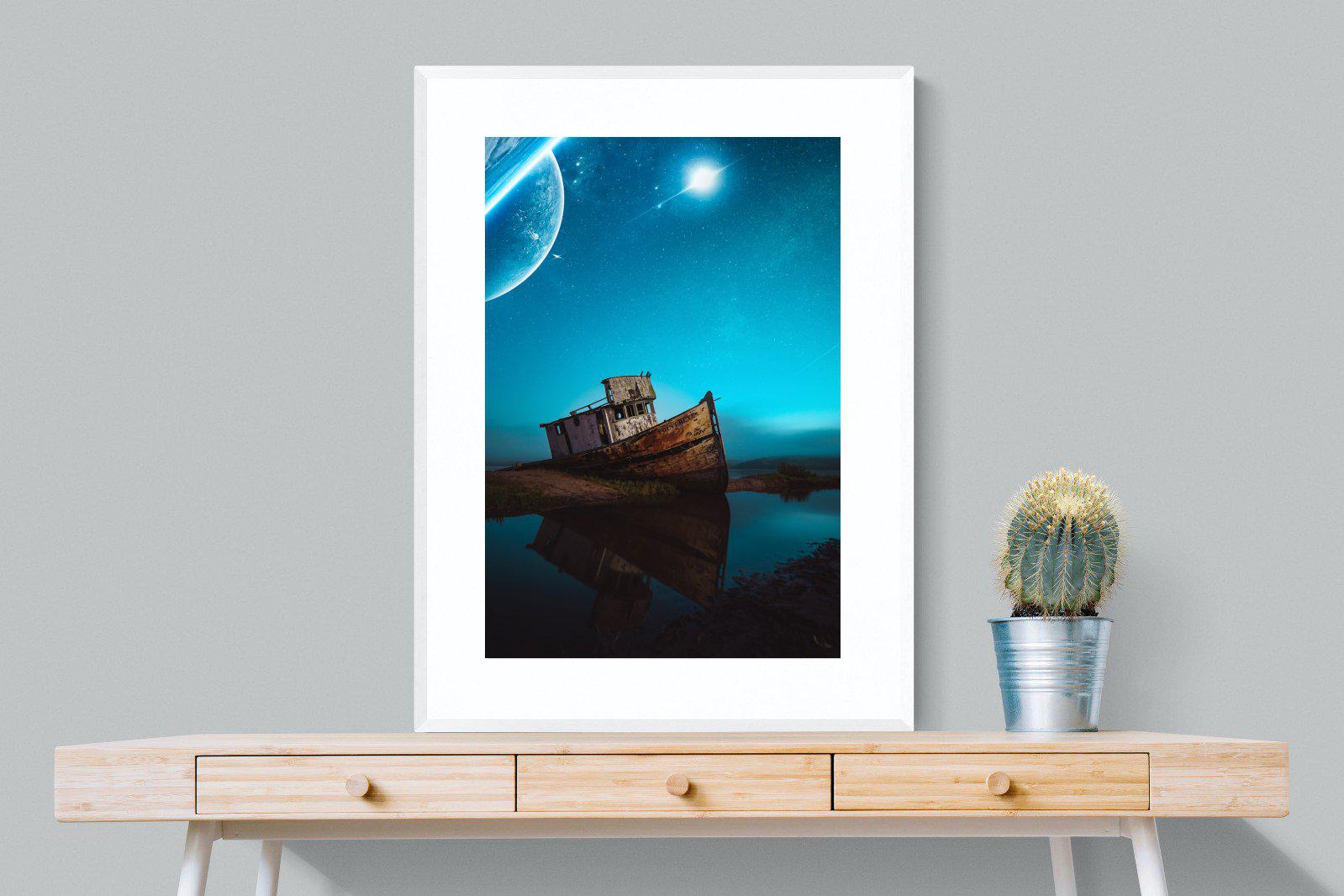 Resting Boat-Wall_Art-75 x 100cm-Framed Print-White-Pixalot