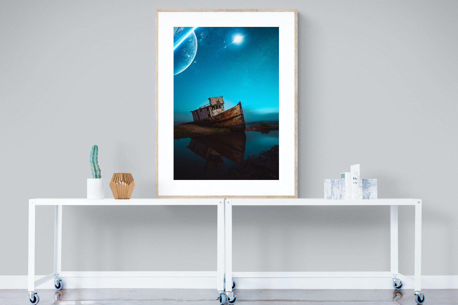 Resting Boat-Wall_Art-90 x 120cm-Framed Print-Wood-Pixalot