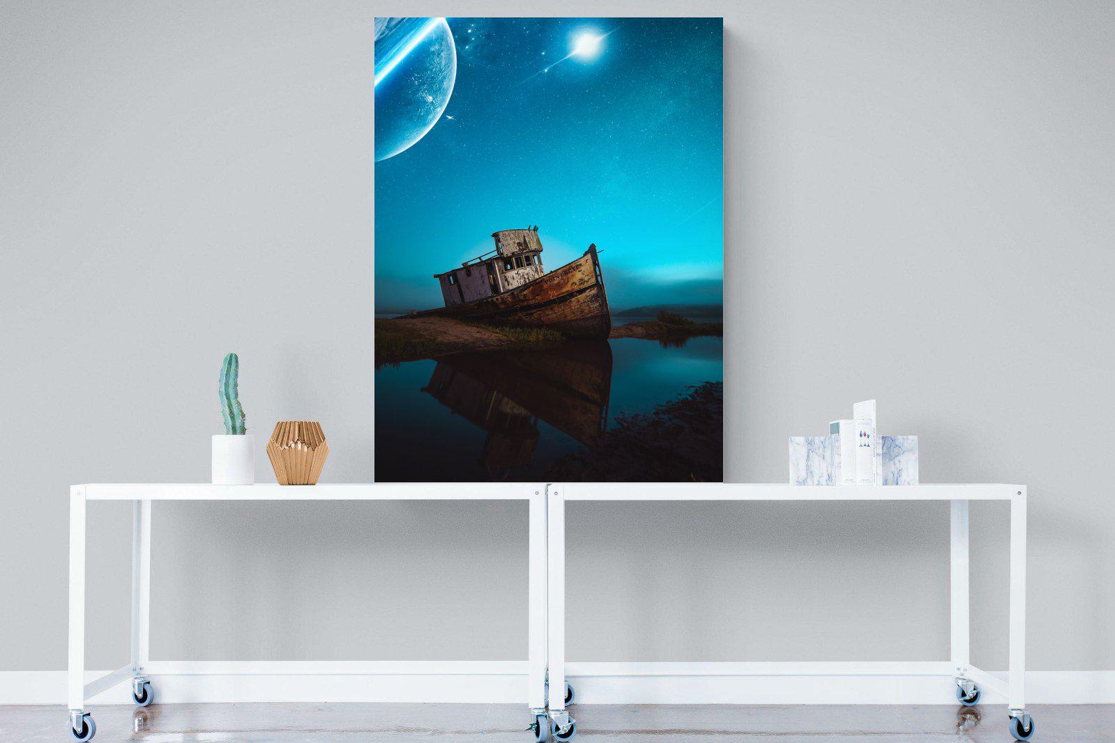 Resting Boat-Wall_Art-90 x 120cm-Mounted Canvas-No Frame-Pixalot