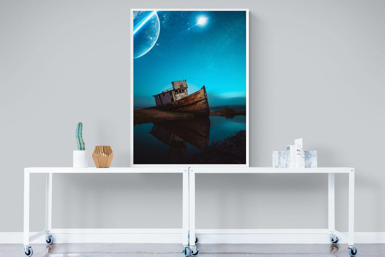 Resting Boat-Wall_Art-90 x 120cm-Mounted Canvas-White-Pixalot