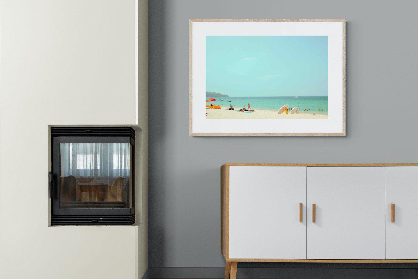 Retro Beach-Wall_Art-100 x 75cm-Framed Print-Wood-Pixalot