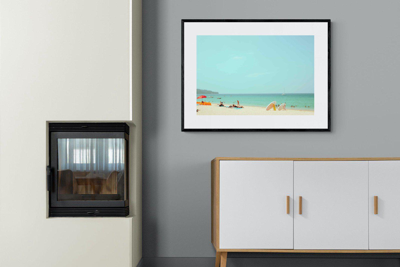Retro Beach-Wall_Art-100 x 75cm-Framed Print-Black-Pixalot
