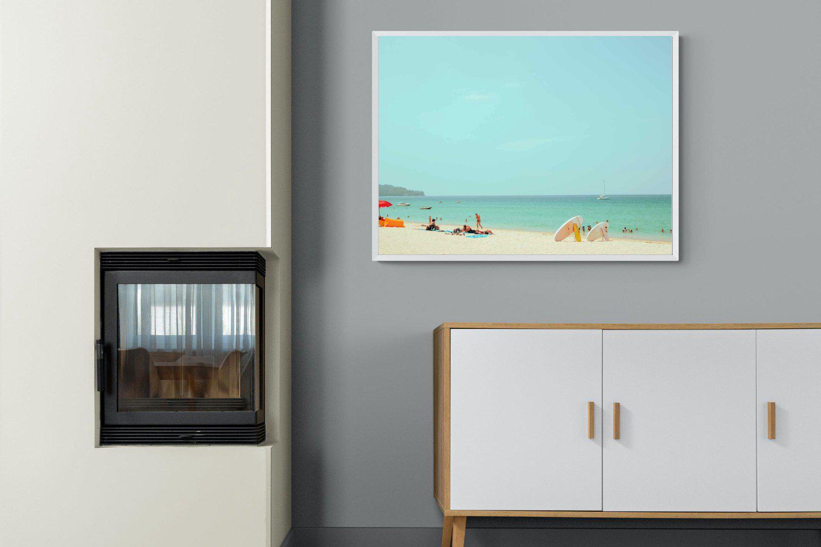 Retro Beach-Wall_Art-100 x 75cm-Mounted Canvas-White-Pixalot
