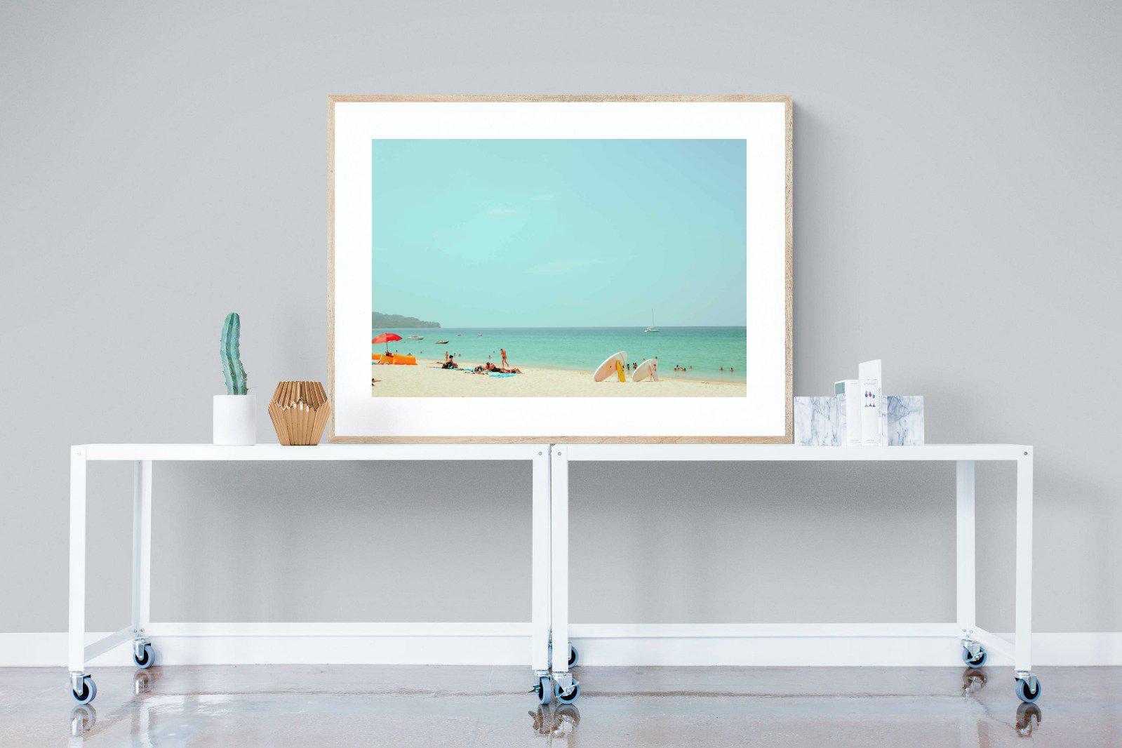 Retro Beach-Wall_Art-120 x 90cm-Framed Print-Wood-Pixalot