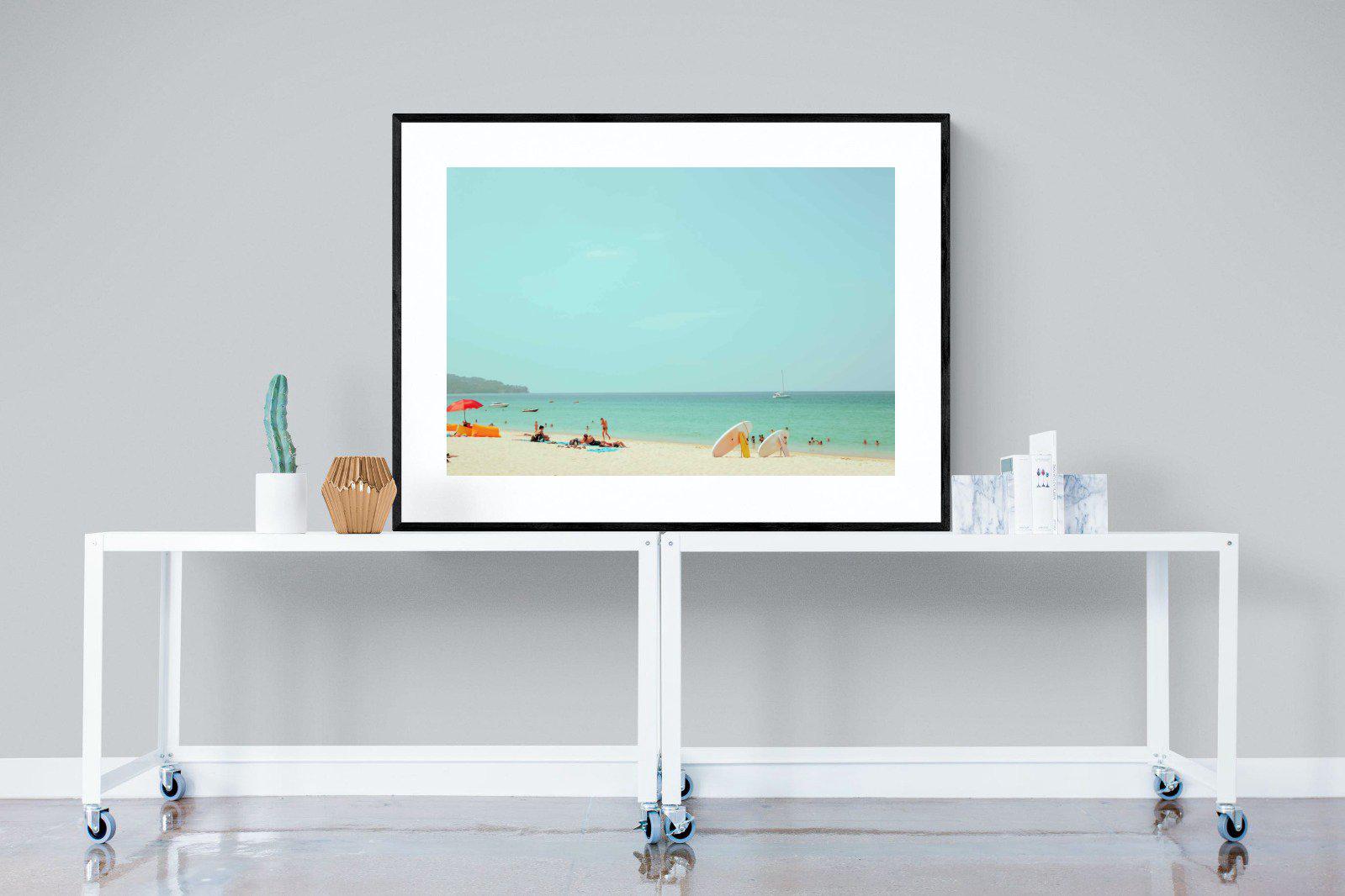 Retro Beach-Wall_Art-120 x 90cm-Framed Print-Black-Pixalot