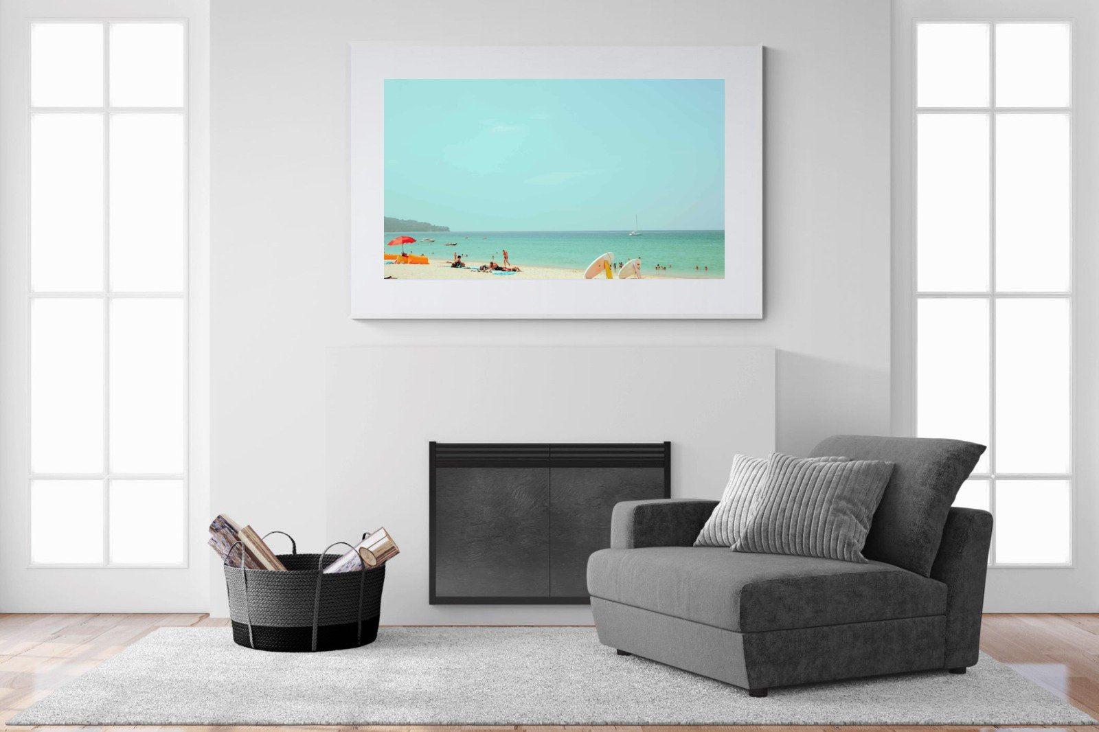 Retro Beach-Wall_Art-150 x 100cm-Framed Print-White-Pixalot