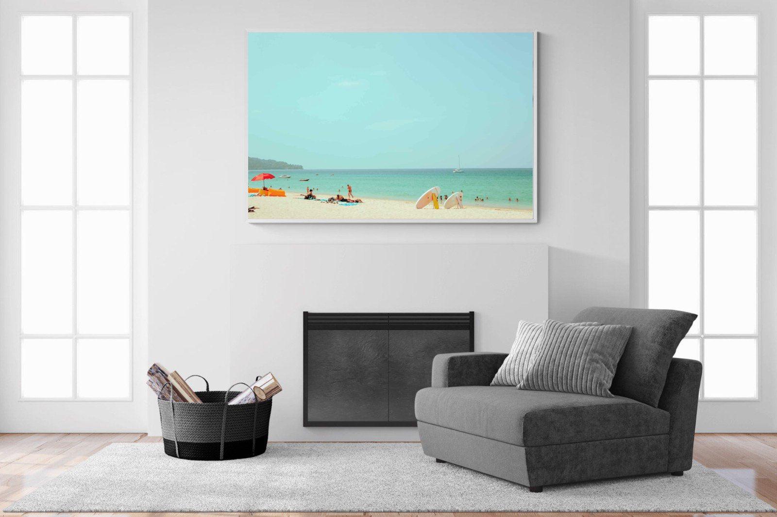 Retro Beach-Wall_Art-150 x 100cm-Mounted Canvas-White-Pixalot