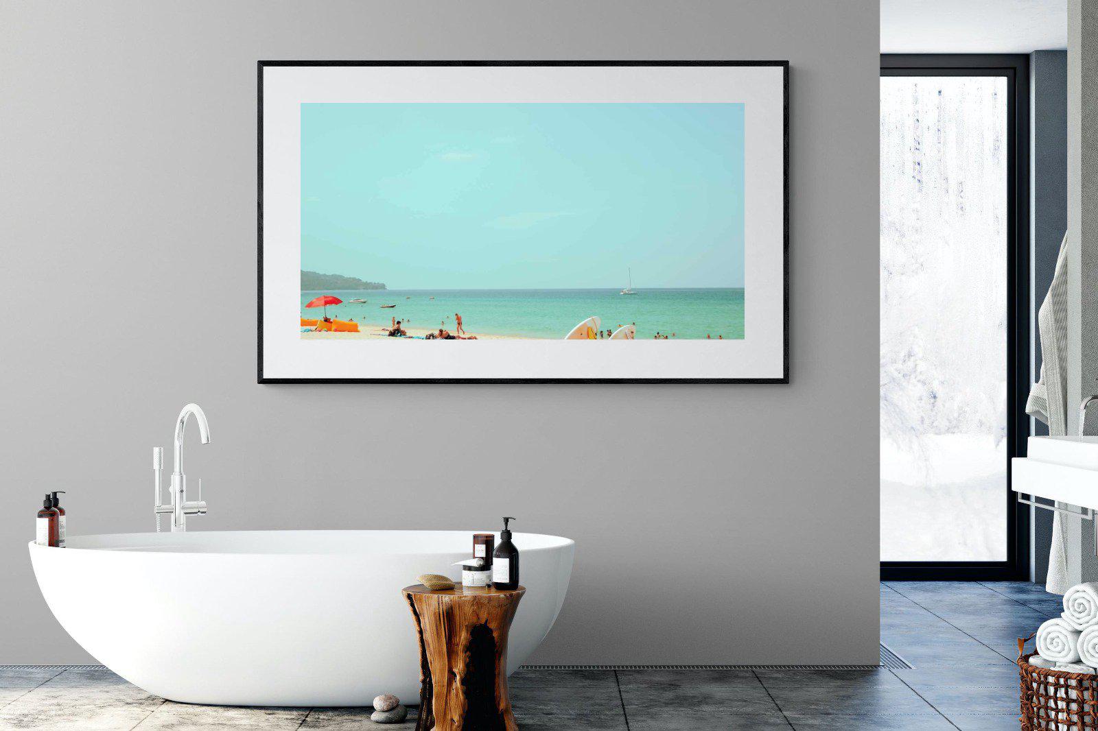 Retro Beach-Wall_Art-180 x 110cm-Framed Print-Black-Pixalot