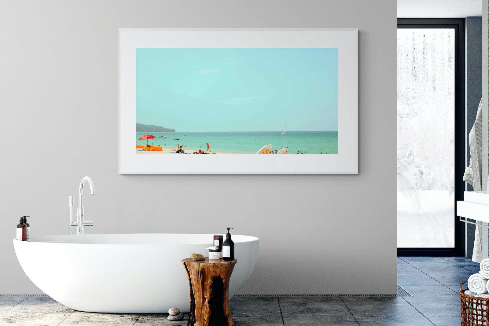 Retro Beach-Wall_Art-180 x 110cm-Framed Print-White-Pixalot