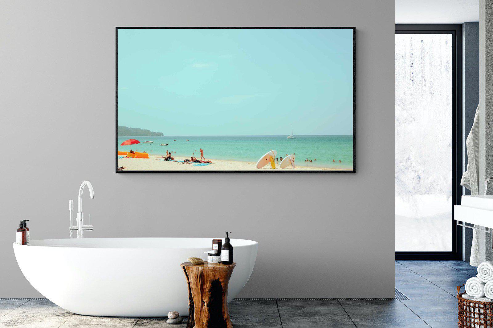 Retro Beach-Wall_Art-180 x 110cm-Mounted Canvas-Black-Pixalot
