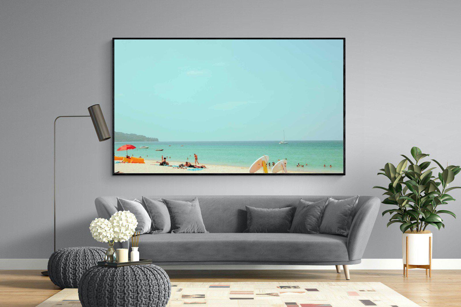 Retro Beach-Wall_Art-220 x 130cm-Mounted Canvas-Black-Pixalot
