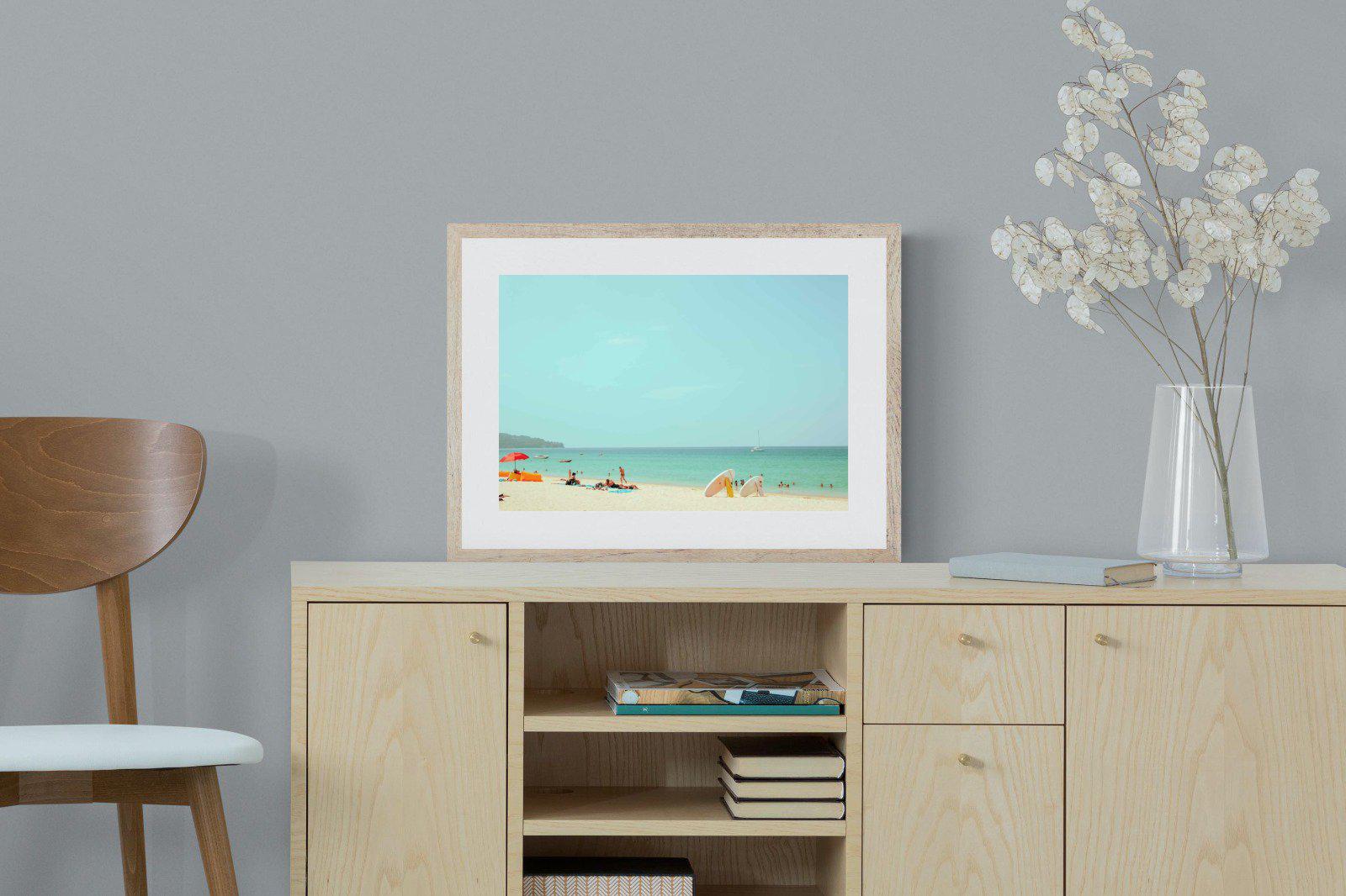 Retro Beach-Wall_Art-60 x 45cm-Framed Print-Wood-Pixalot