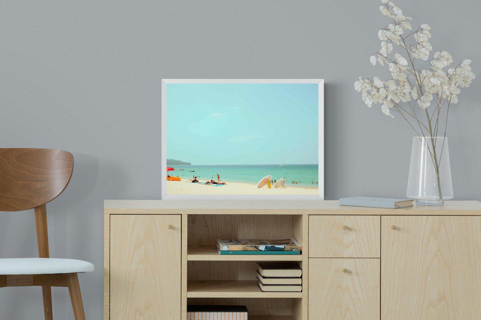 Retro Beach-Wall_Art-60 x 45cm-Mounted Canvas-White-Pixalot