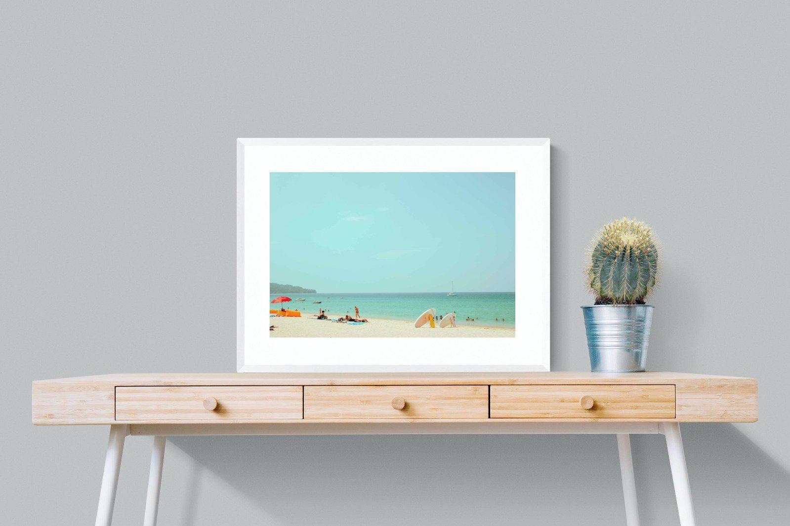Retro Beach-Wall_Art-80 x 60cm-Framed Print-White-Pixalot