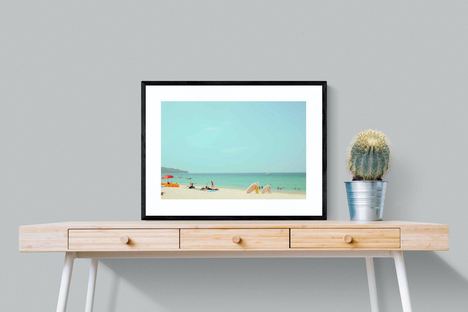 Retro Beach-Wall_Art-80 x 60cm-Framed Print-Black-Pixalot