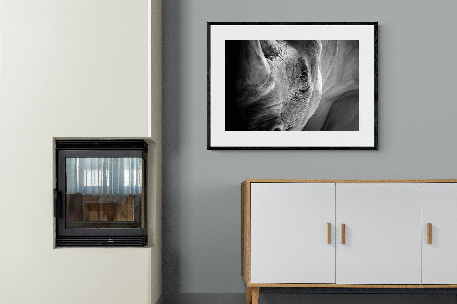 Rhino Eye-Wall_Art-100 x 75cm-Framed Print-Black-Pixalot