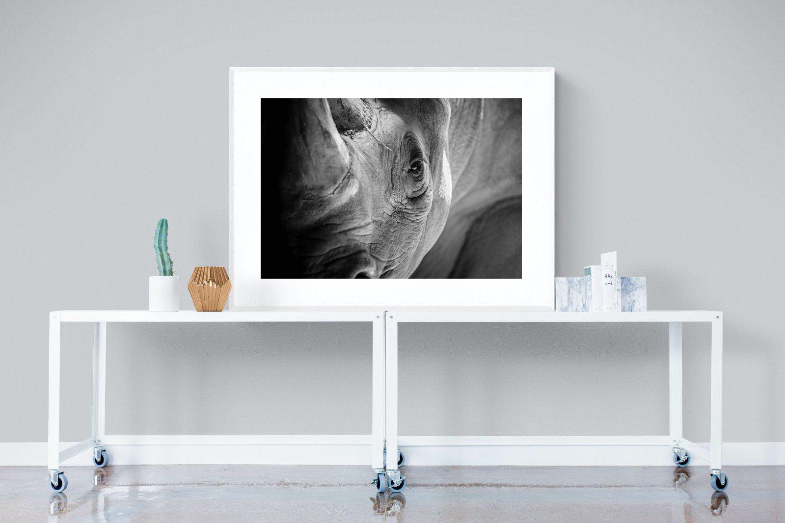 Rhino Eye-Wall_Art-120 x 90cm-Framed Print-White-Pixalot