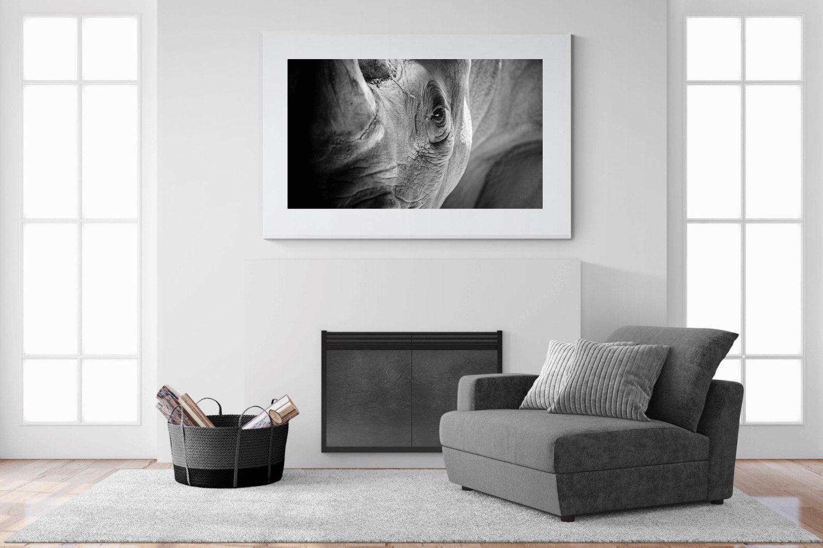Rhino Eye-Wall_Art-150 x 100cm-Framed Print-White-Pixalot