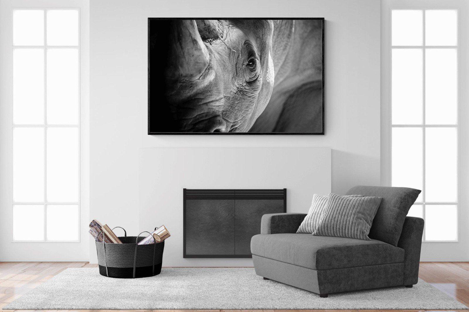 Rhino Eye-Wall_Art-150 x 100cm-Mounted Canvas-Black-Pixalot