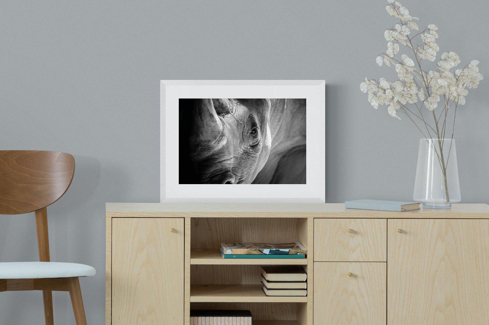 Rhino Eye-Wall_Art-60 x 45cm-Framed Print-White-Pixalot