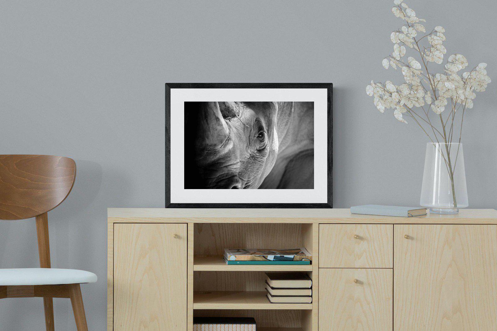 Rhino Eye-Wall_Art-60 x 45cm-Framed Print-Black-Pixalot
