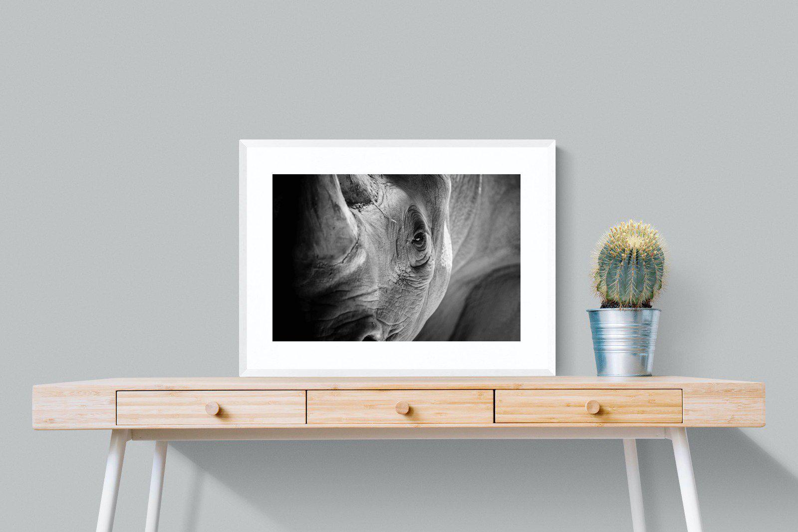 Rhino Eye-Wall_Art-80 x 60cm-Framed Print-White-Pixalot