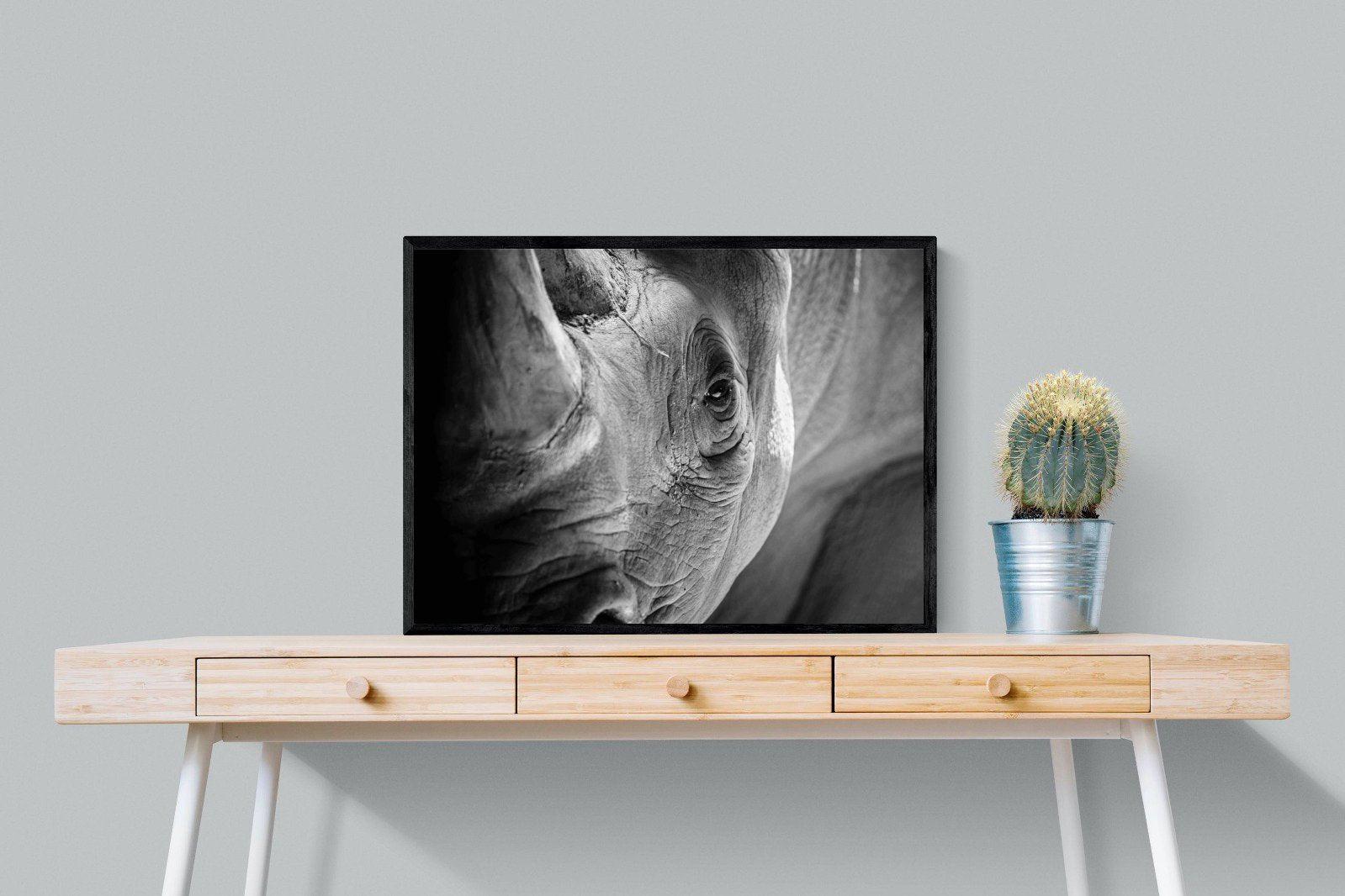 Rhino Eye-Wall_Art-80 x 60cm-Mounted Canvas-Black-Pixalot