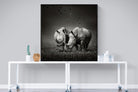 Rhino Pair-Wall_Art-120 x 120cm-Mounted Canvas-Black-Pixalot
