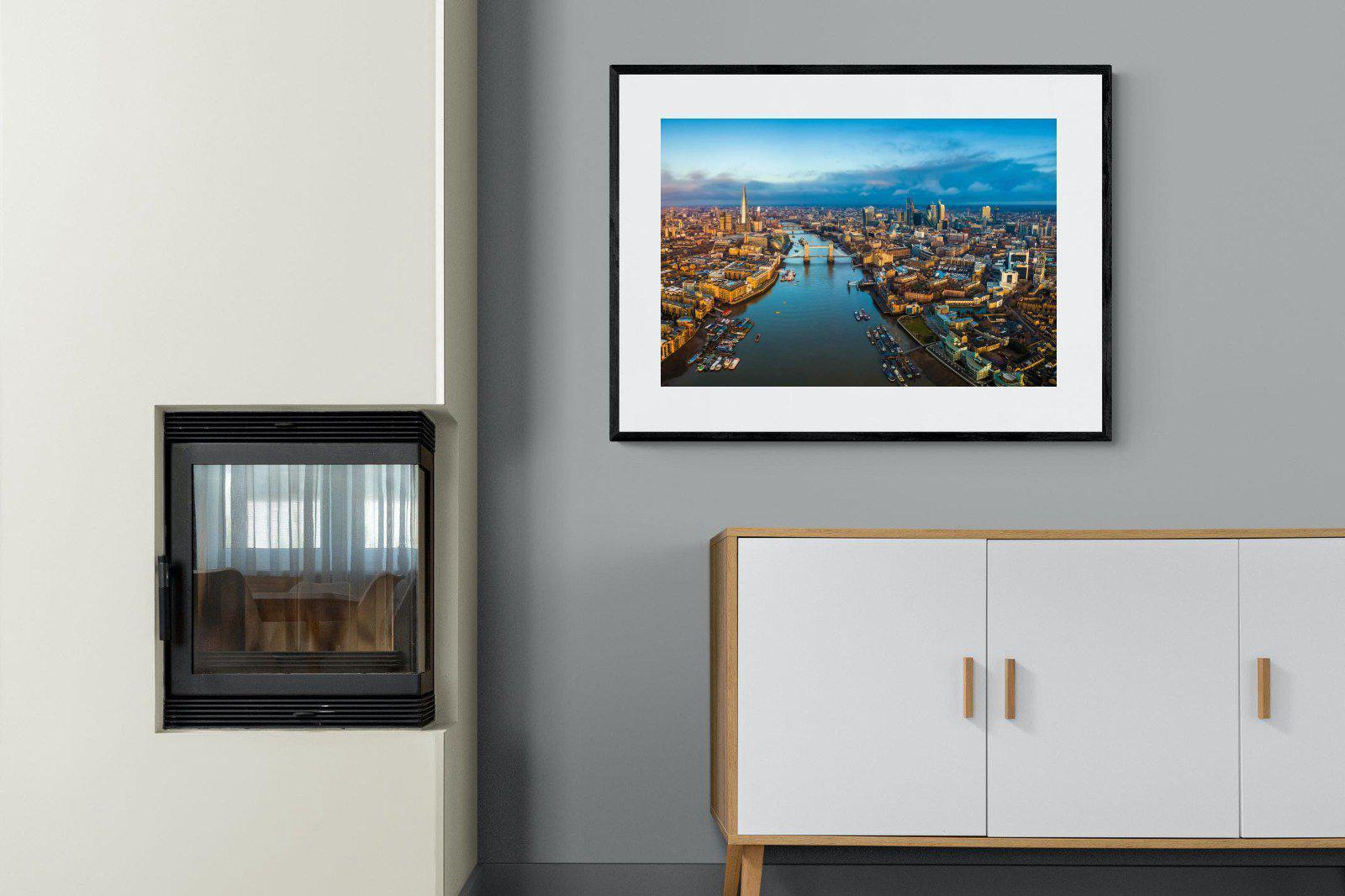 River Thames-Wall_Art-100 x 75cm-Framed Print-Black-Pixalot