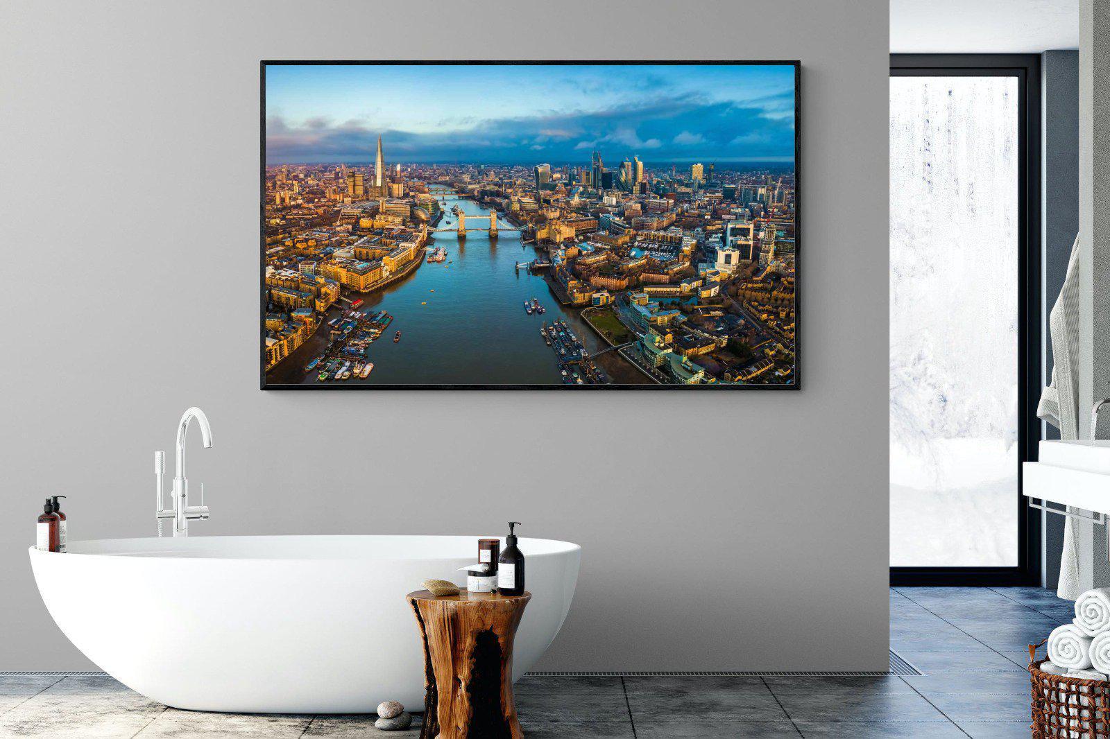 River Thames-Wall_Art-180 x 110cm-Mounted Canvas-Black-Pixalot