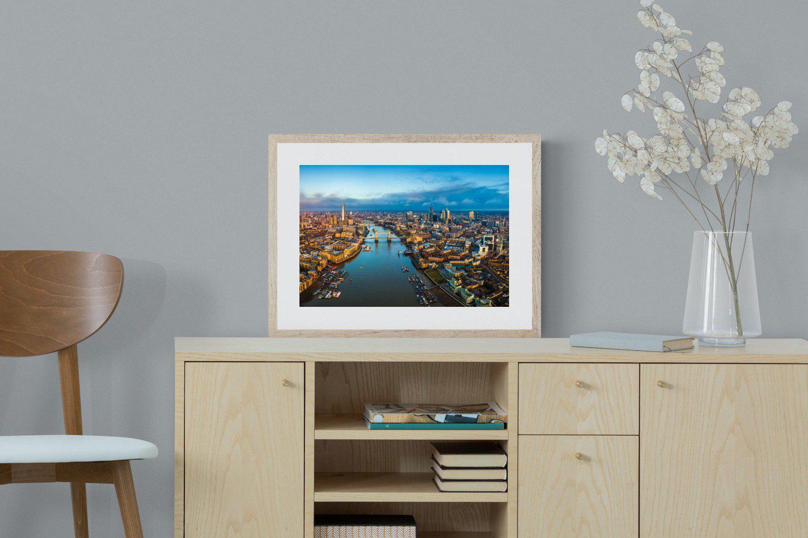 River Thames-Wall_Art-60 x 45cm-Framed Print-Wood-Pixalot