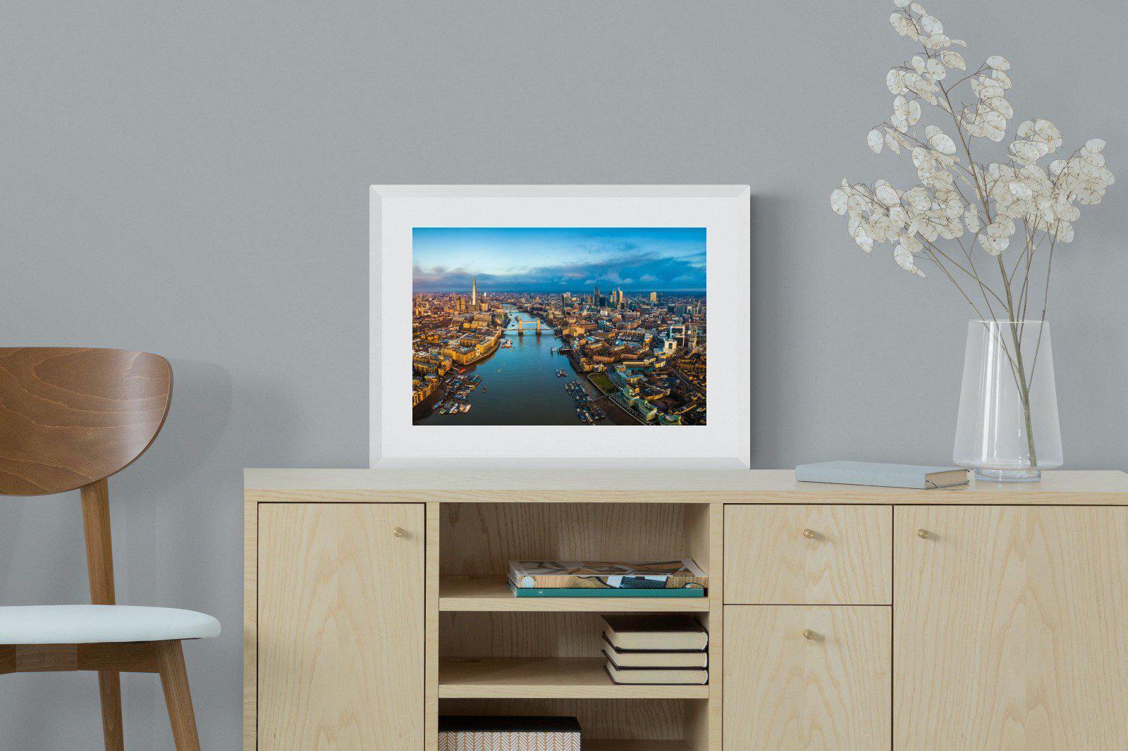 River Thames-Wall_Art-60 x 45cm-Framed Print-White-Pixalot