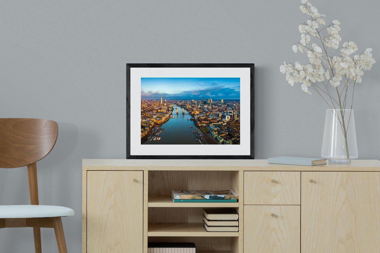 River Thames-Wall_Art-60 x 45cm-Framed Print-Black-Pixalot